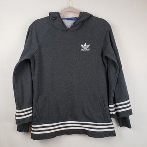 Adidas Girls Teen Pullover Sweater Hooded pockets Gray Large